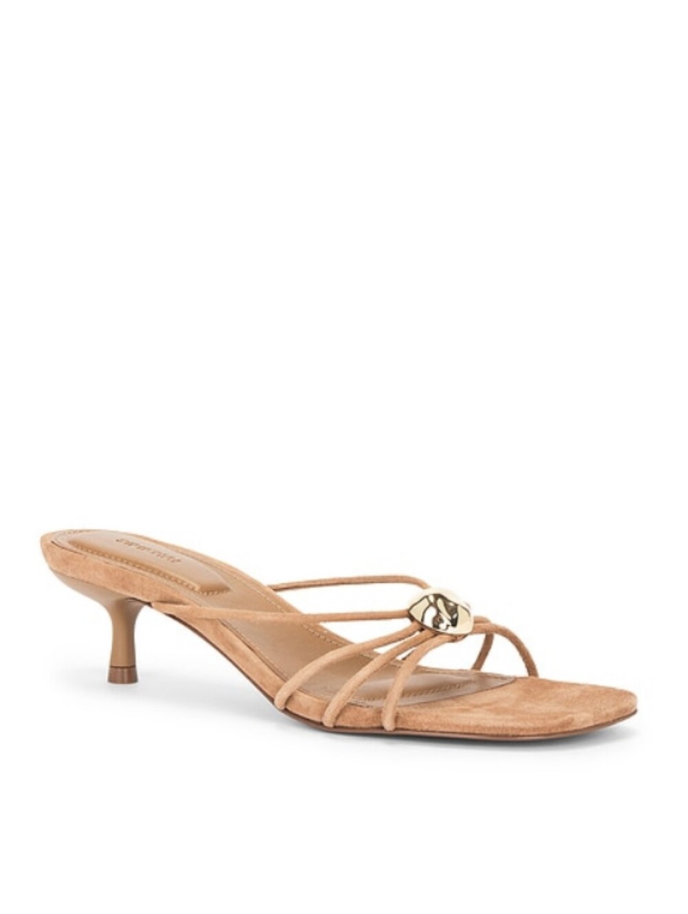 SIMKHAI Amaya Embellished Suede Sandals in Camel Beige